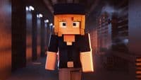 a minecraft character standing in a hallway