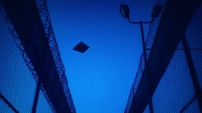 a view of a street light from below