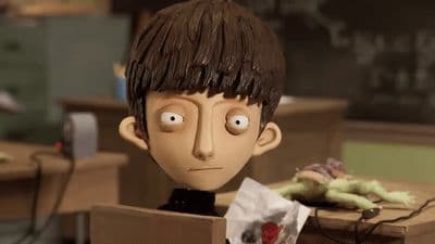 a close up of a person in a box