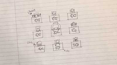 a piece of paper with a bunch of drawings on it