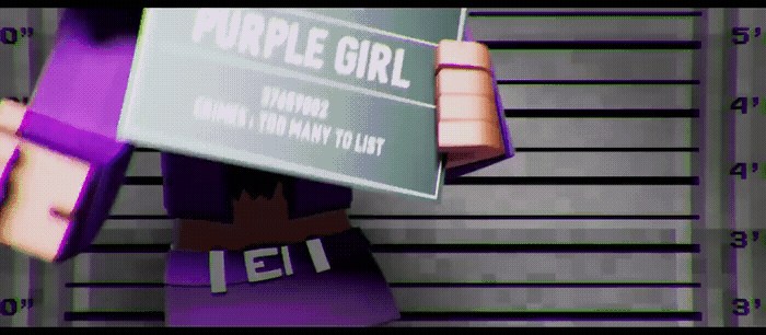 a woman holding a sign that says purple girl