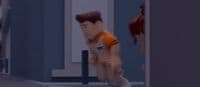 a cartoon of a man in an orange shirt