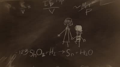 a chalk drawing of a man and a woman on a blackboard