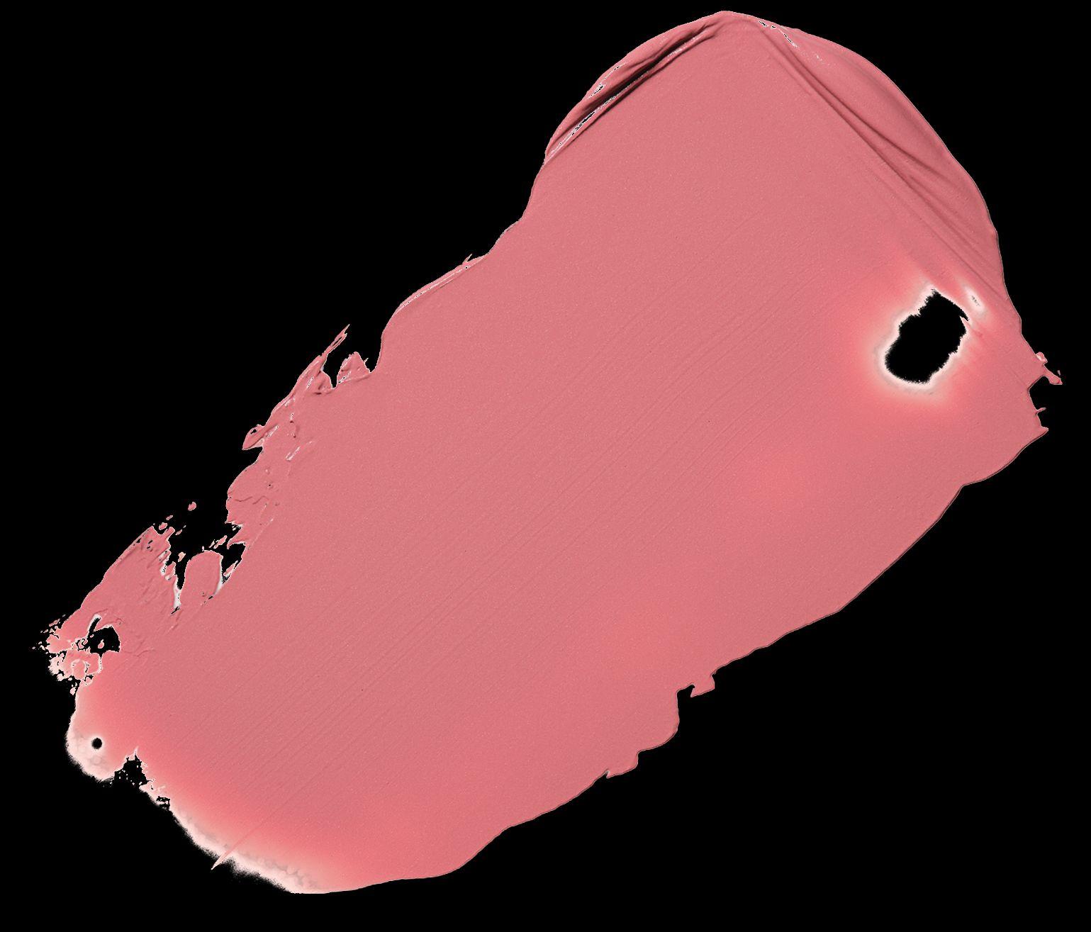 a close up of a pink lipstick with a hole in the middle
