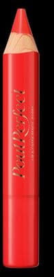 a close up of a red pencil on a black background