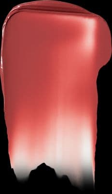 a close up of a red and white object on a black background