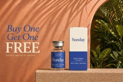 a bottle of sunday next to a box of sunscreen