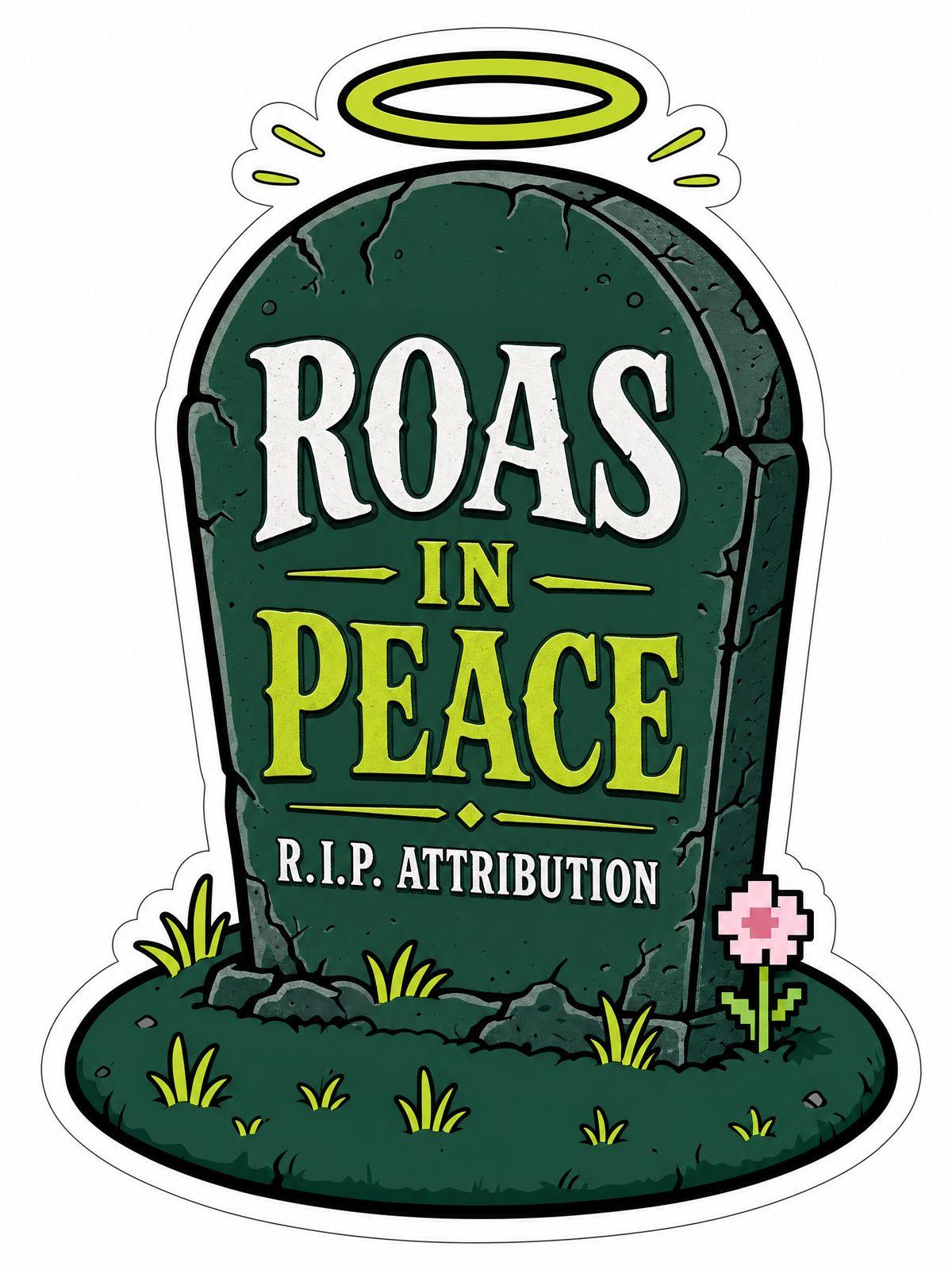 a sticker of a grave with a halo above it