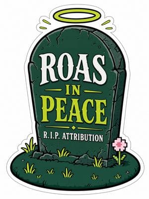 a sticker of a grave with a halo above it
