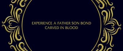 a gold frame with the words experience a father bond carved in blood