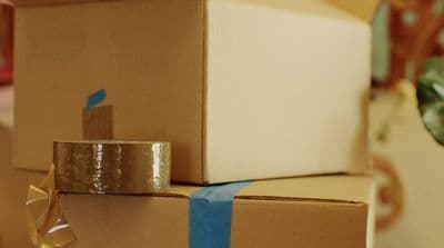 a couple of boxes that are stacked on top of each other