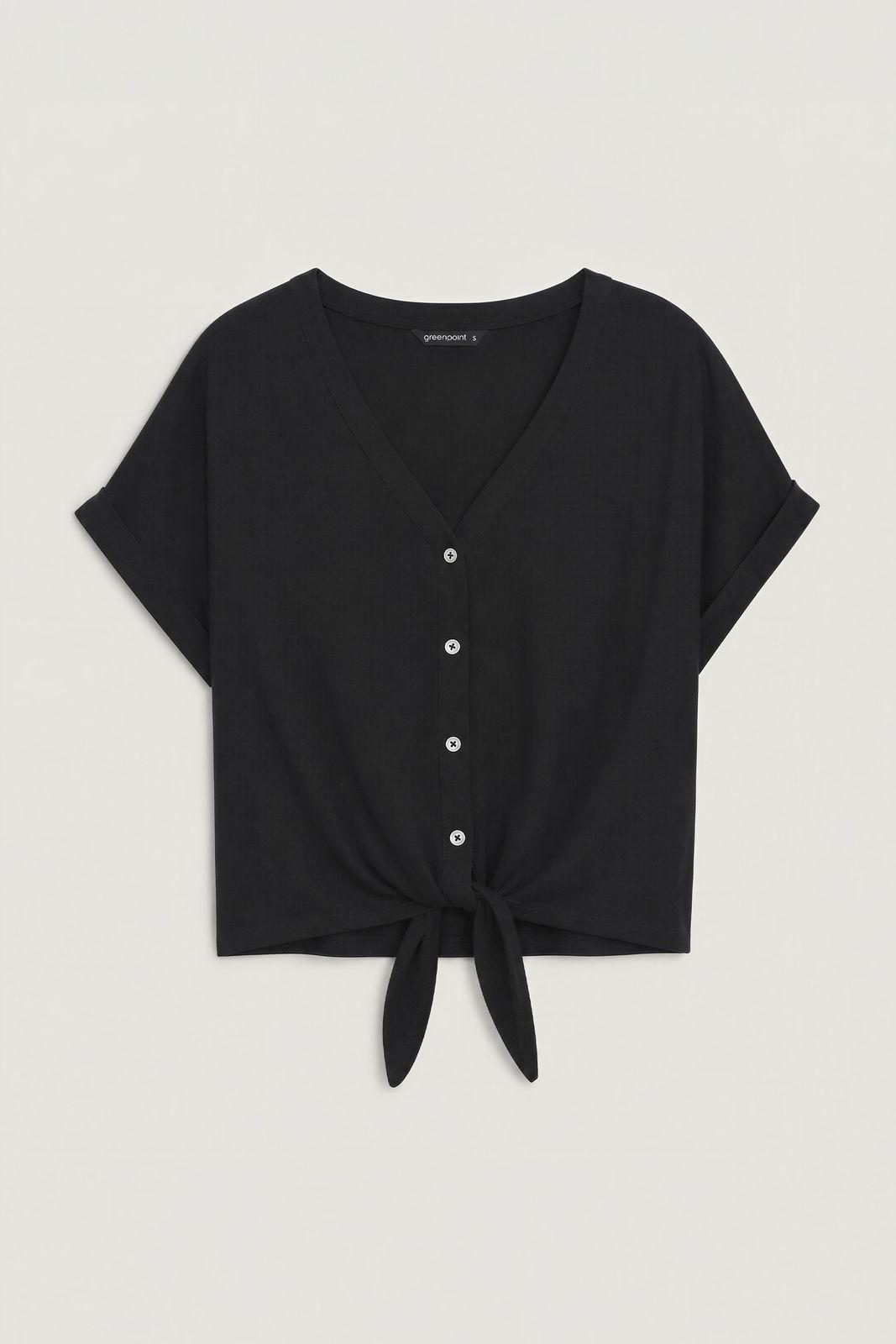 a black top with a tie at the front