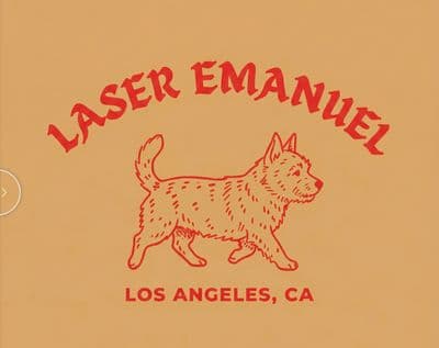 a close up of a label with a dog on it