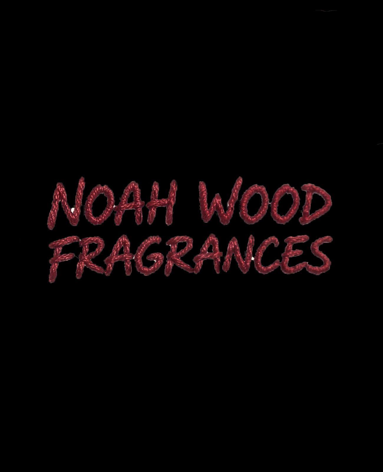 a black background with red writing that says noah woodfragrances
