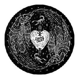 a black and white drawing of a heart surrounded by angels