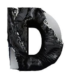 a black and white photo of the letter d