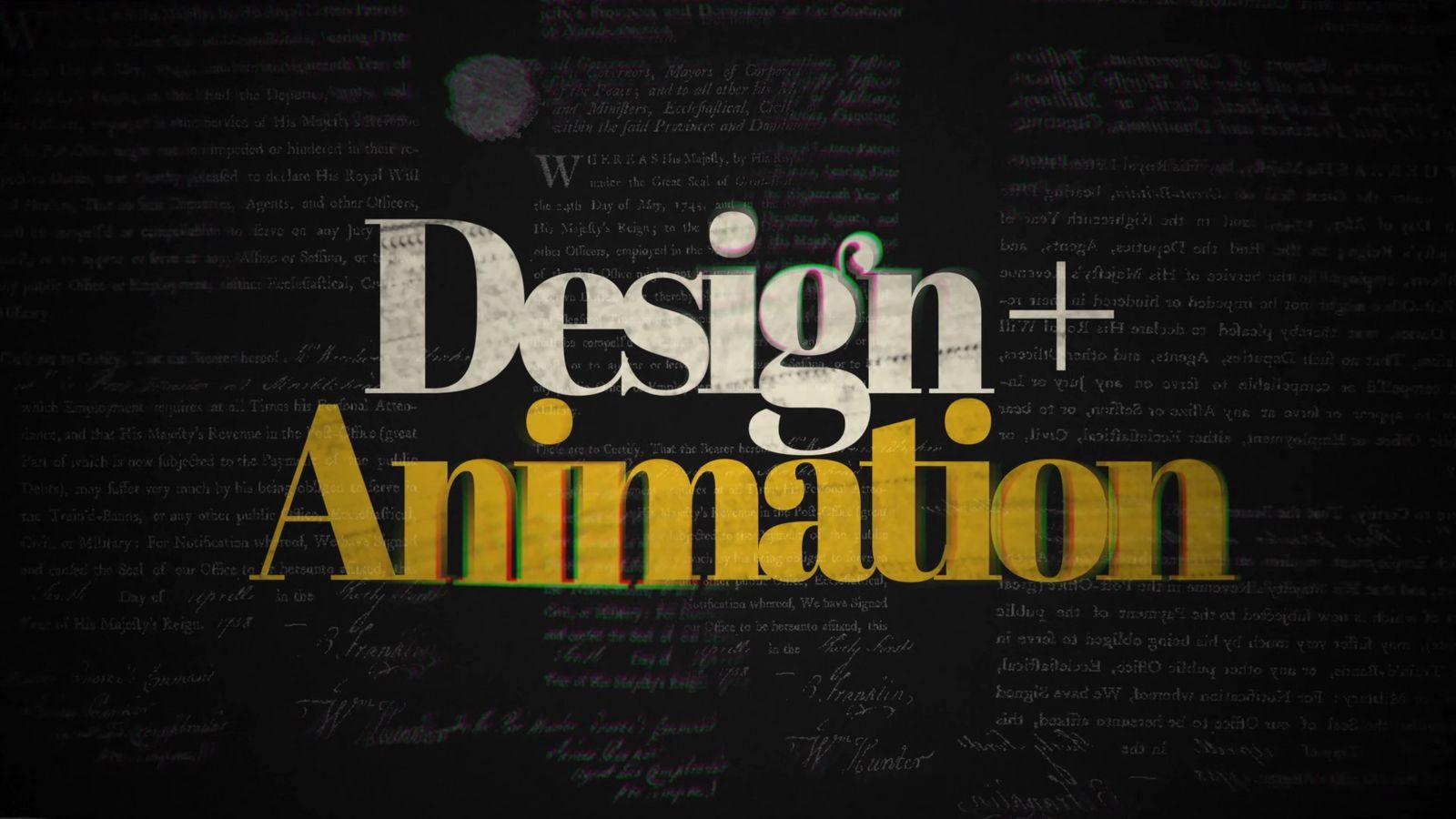 the words design and animation on a black background