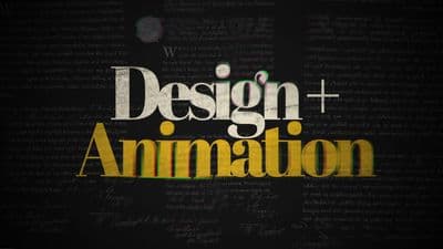 the words design and animation on a black background