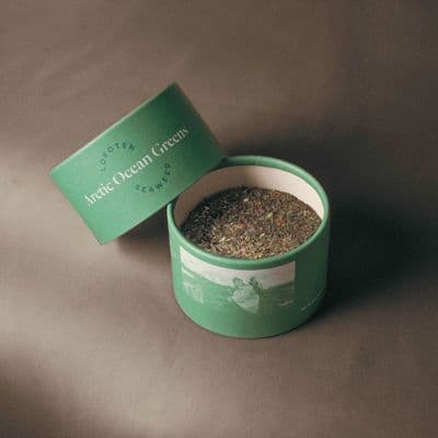 a green container filled with lots of brown stuff