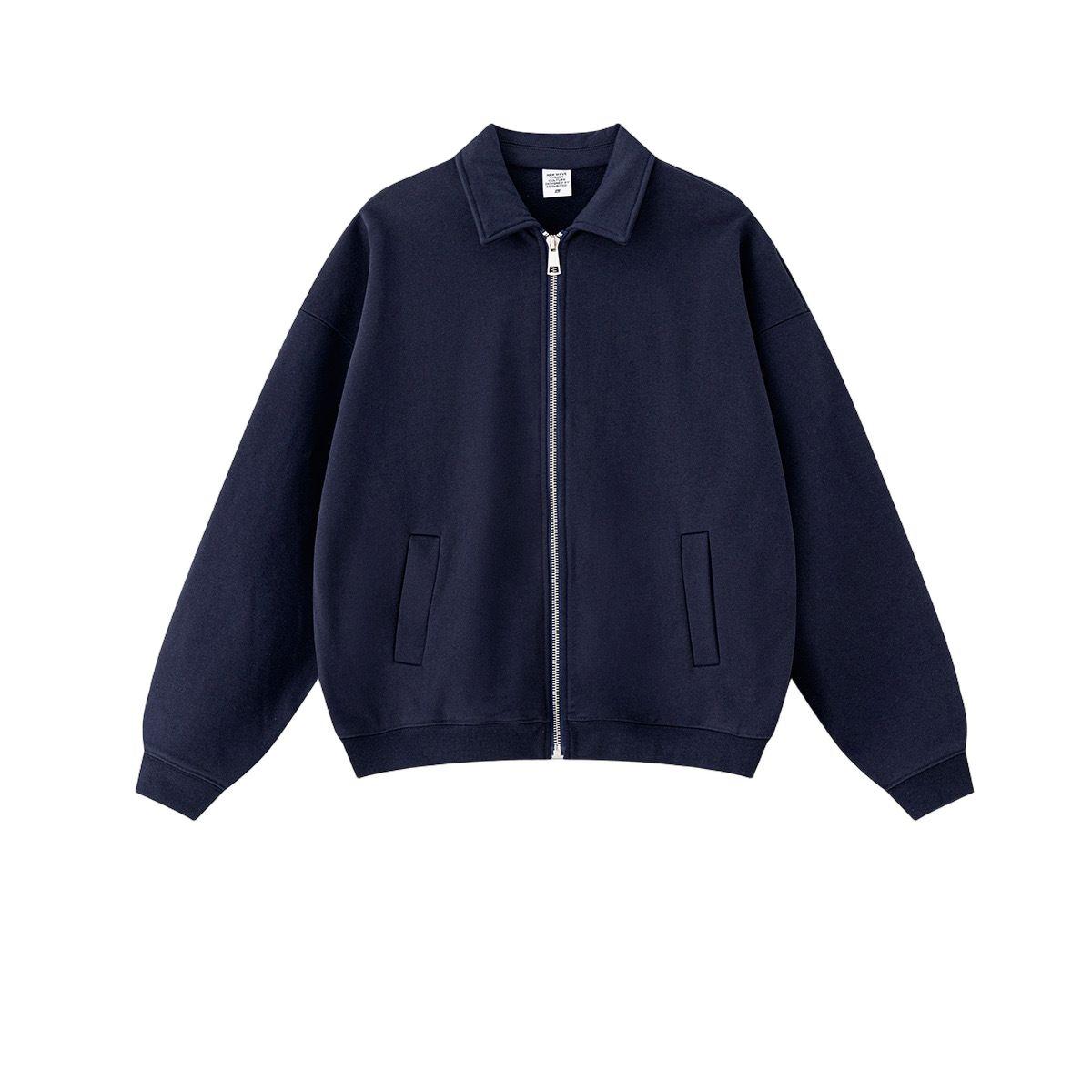 a blue jacket with a zipper on the front