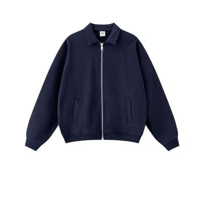 a blue jacket with a zipper on the front