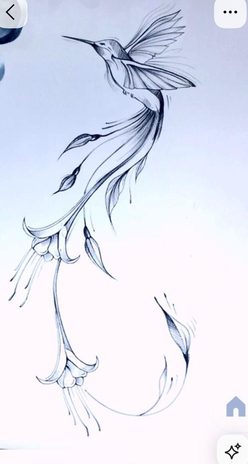 a drawing of a bird flying in the sky