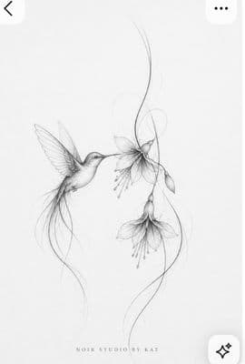 a drawing of two hummingbirds flying next to each other