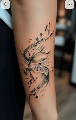 a woman's leg with musical notes on it