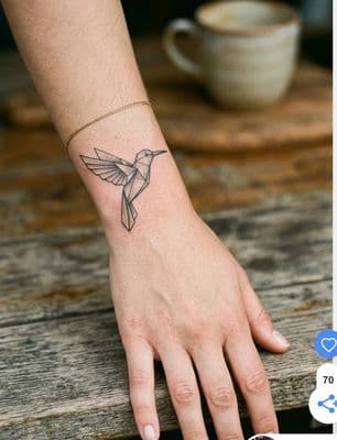 a small hummingbird tattoo on the wrist