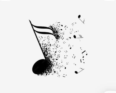 a black and white photo of a musical note