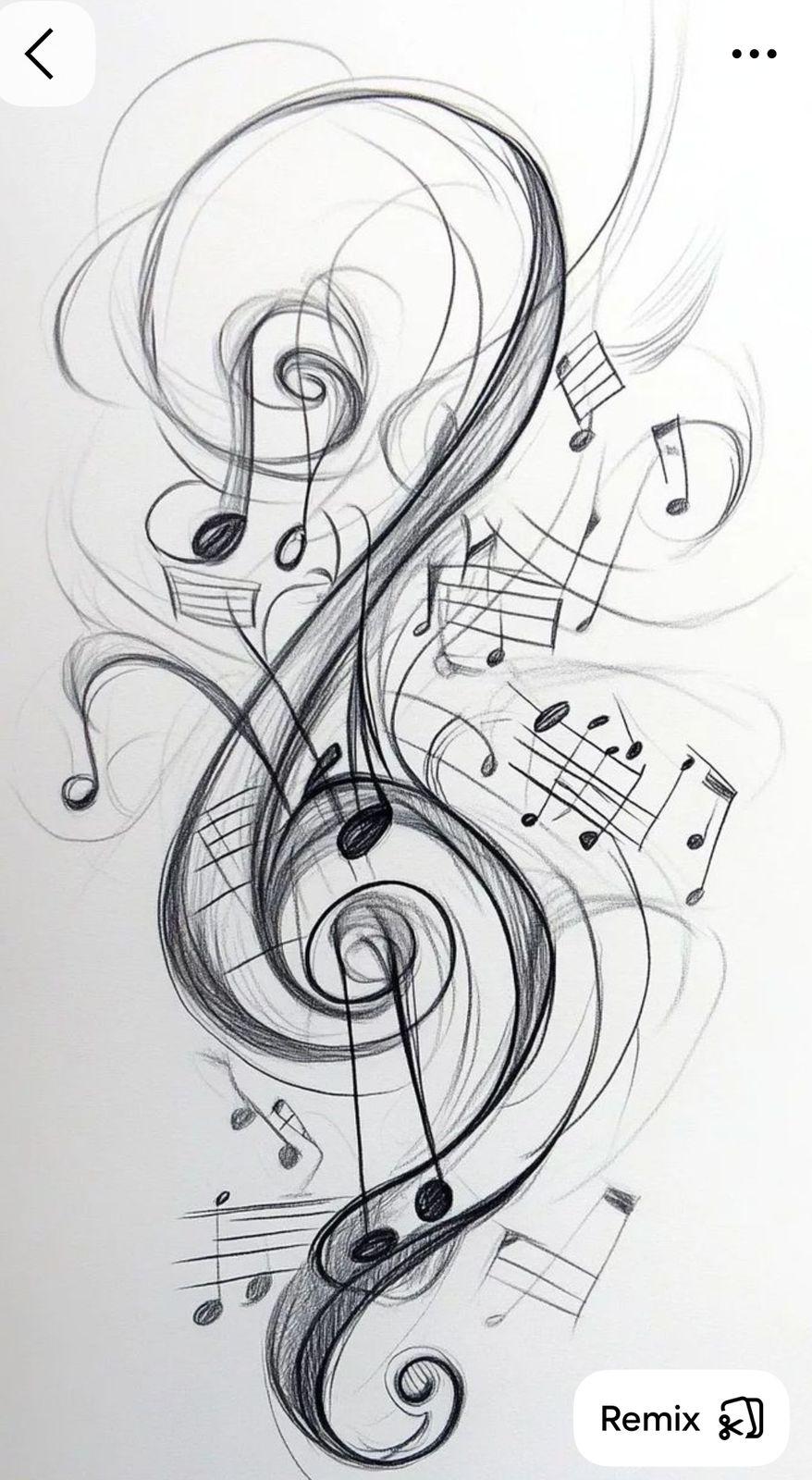a drawing of music notes and musical notes