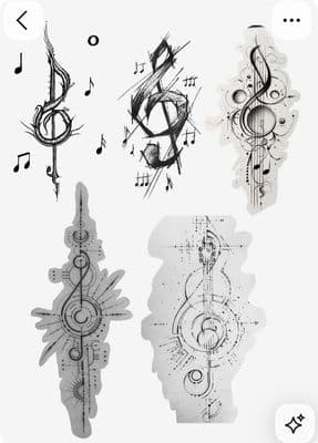 a drawing of musical notes on a white background