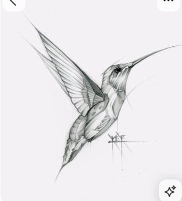 a drawing of a hummingbird in flight
