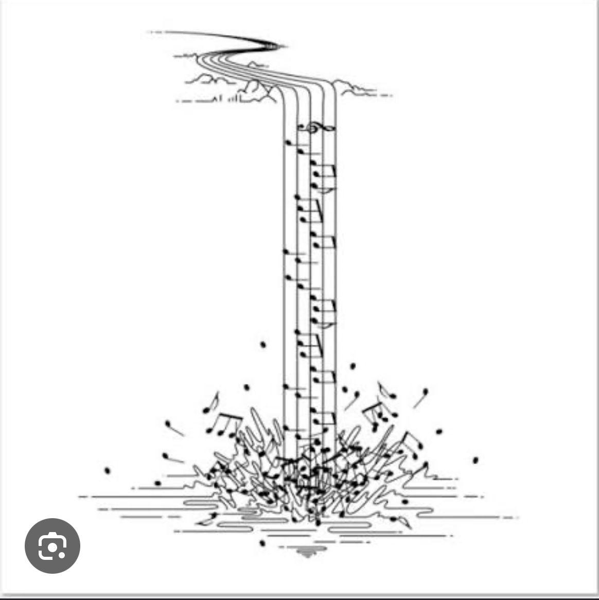 a black and white drawing of a tall tower