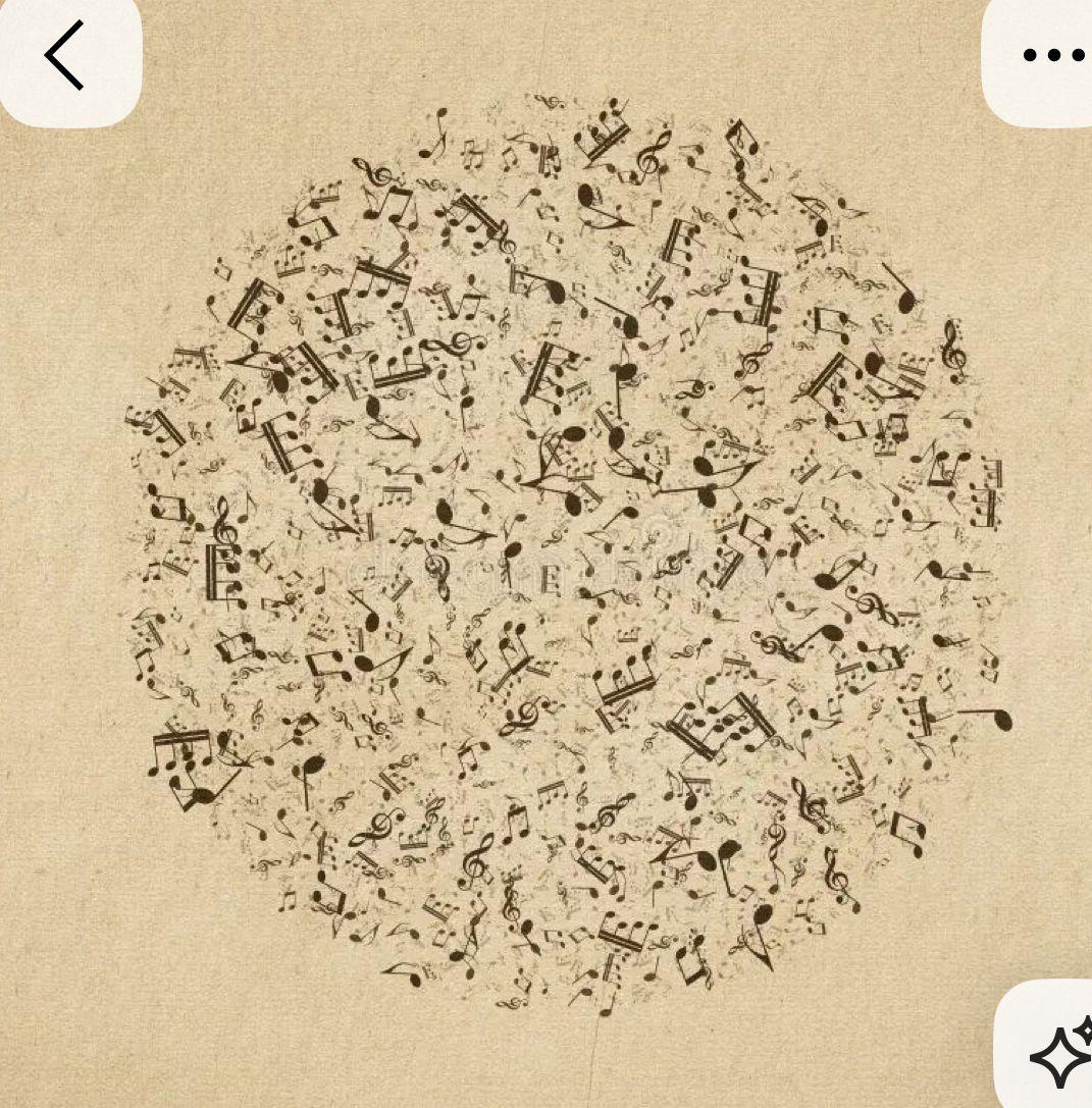 a circle of musical notes on a piece of paper