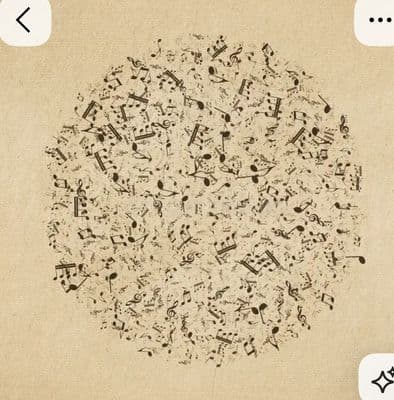 a circle of musical notes on a piece of paper