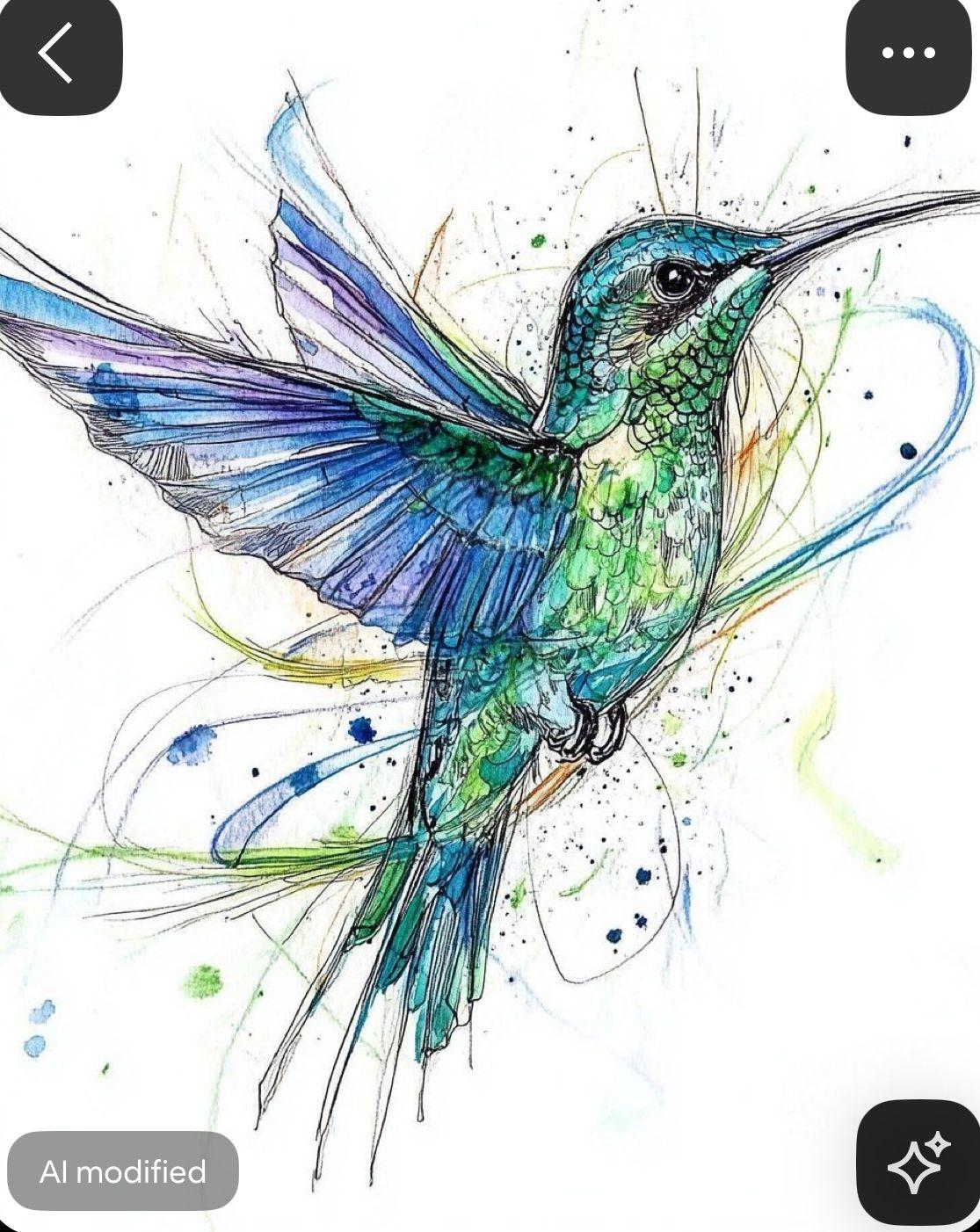 a drawing of a hummingbird on a white background
