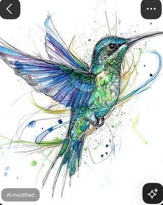 a drawing of a hummingbird on a white background