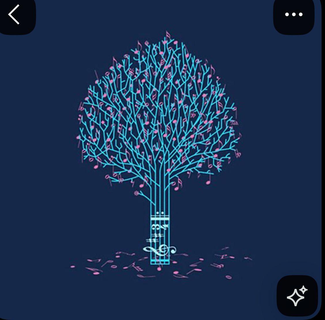 a drawing of a tree with leaves on it