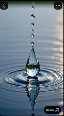 a drop of water falling into a body of water