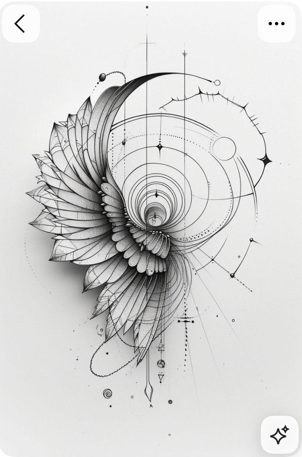 a black and white drawing of a flower