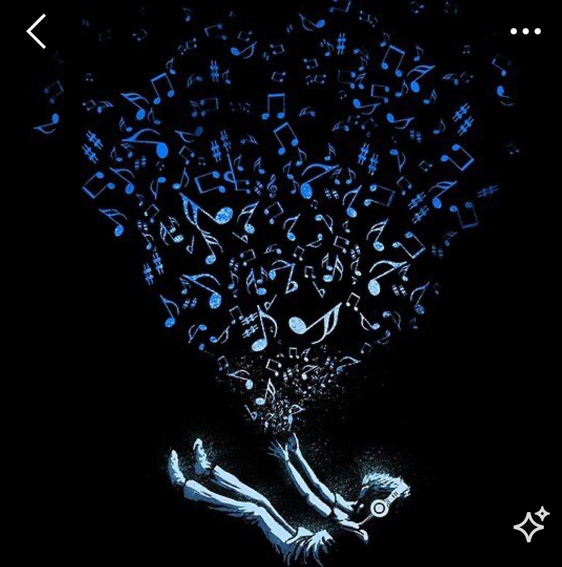 a drawing of a person falling down with musical notes coming out of his head