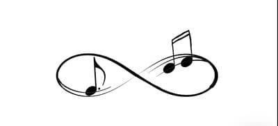 a black and white photo of a musical note