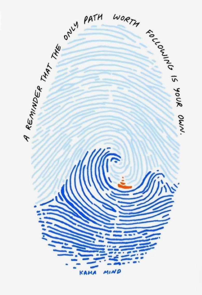 a fingerprint with a boat in the middle of it