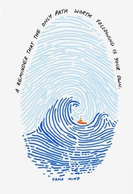 a fingerprint with a boat in the middle of it