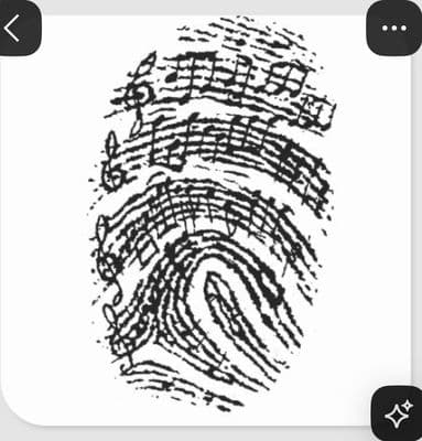 a fingerprint with music notes on it