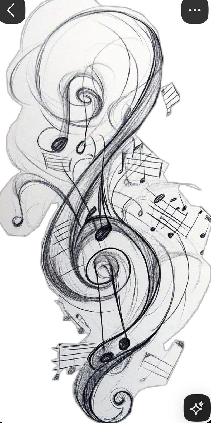 a drawing of music notes and musical notes