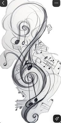 a drawing of music notes and musical notes