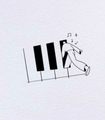 a drawing of a person walking up a ladder