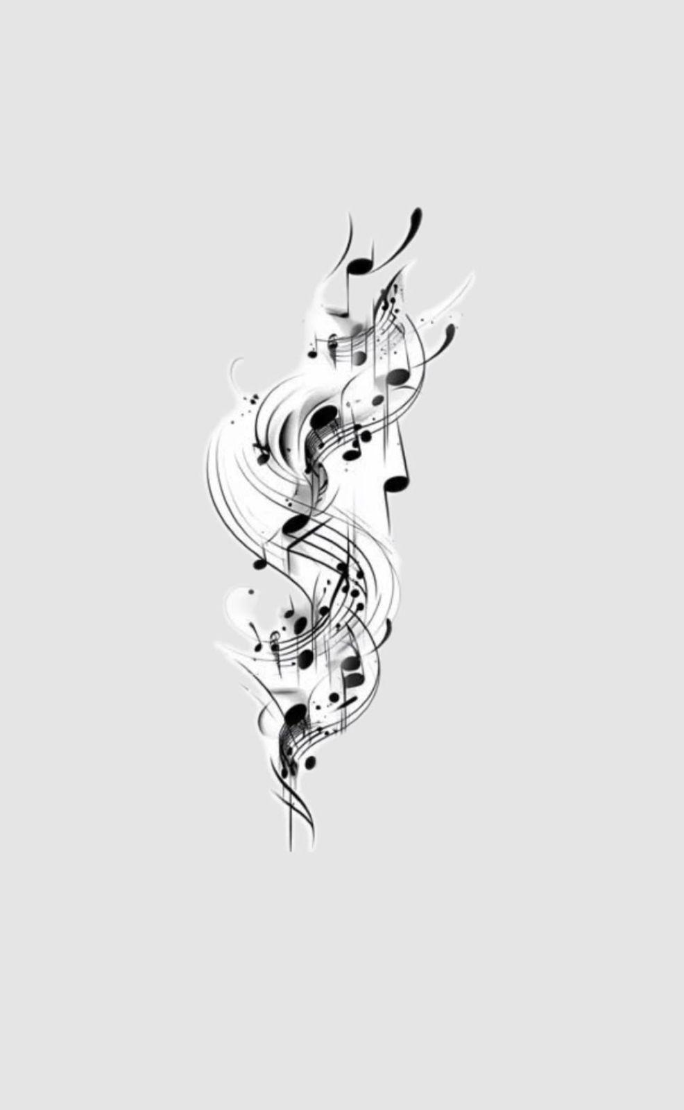 a black and white photo of musical notes